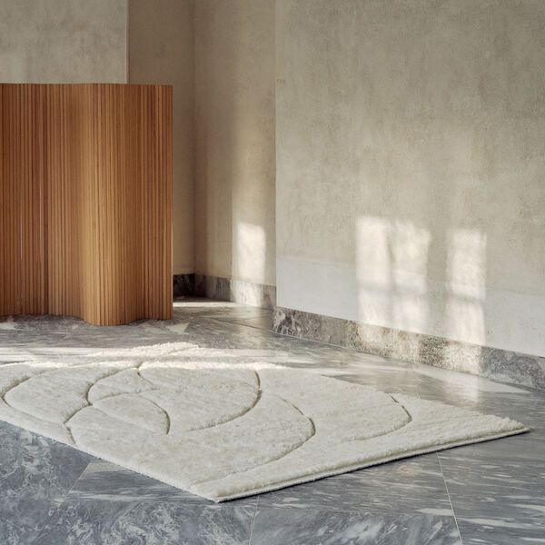 Lineal Sweep Rug, white, Linie Design