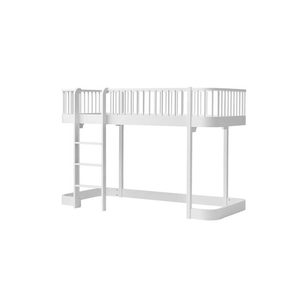 Wood Original Low Loft Bed 90x200 cm, white, Oliver Furniture