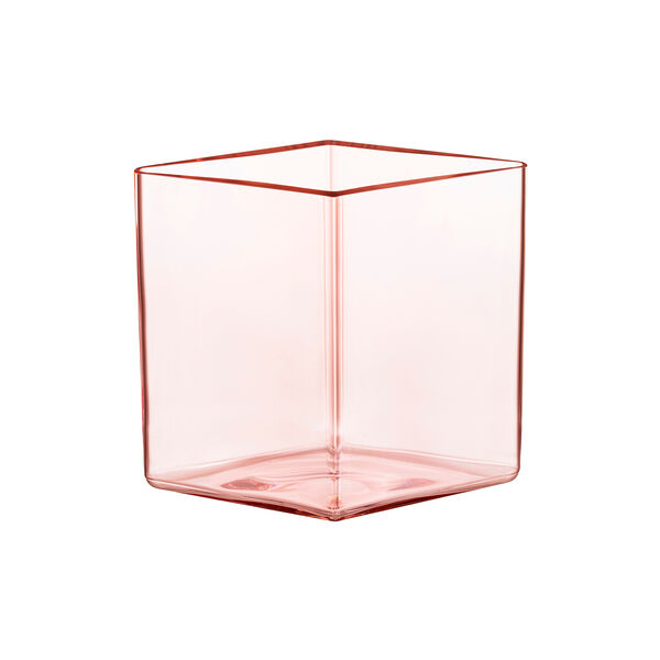 Ruutu Vase, salmon pink, Iittala