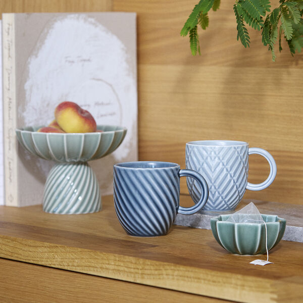 Samsurium Art deco mug, blue/grey, Dottir Nordic Design