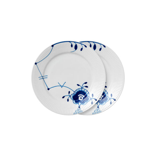 Blau Mega Gerippt Teller &Oslash; 22 cm 2 St&uuml;ck, Nr. 6, Royal Copenhagen