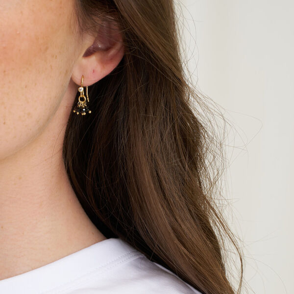 Lina hook earring, gold plated/black, Pure by Nat