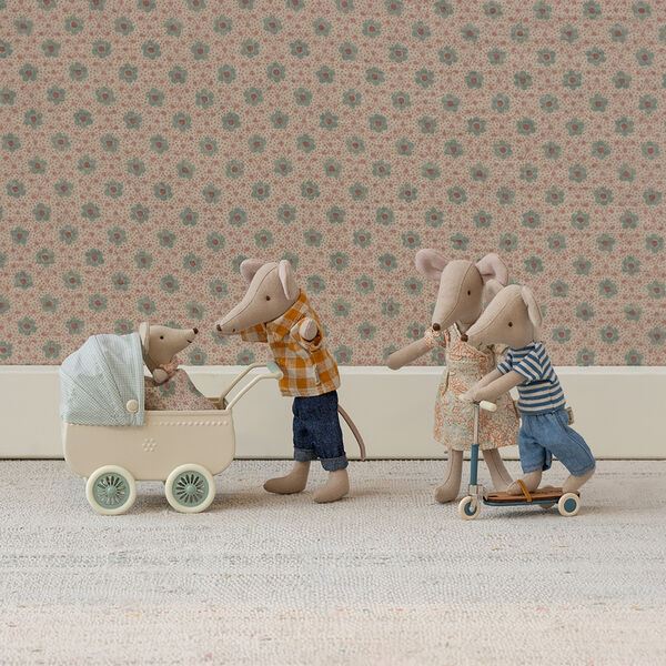 Kinderwagen mit Babymaus, mint, Maileg