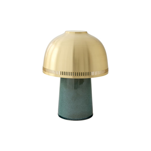 Raku SH8 Portable Table Lamp, blue green/brass, &Tradition