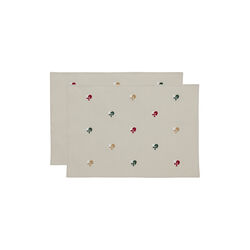 Placemat Christmas Hearts Embroidery 2 pcs, red, Södahl