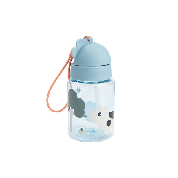 Tiny Farm Trinkflasche mit Strohhalm, blau, Done by Deer