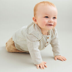 Shirt Bj&oslash;rk, mit dark blue Streifen, Wheat