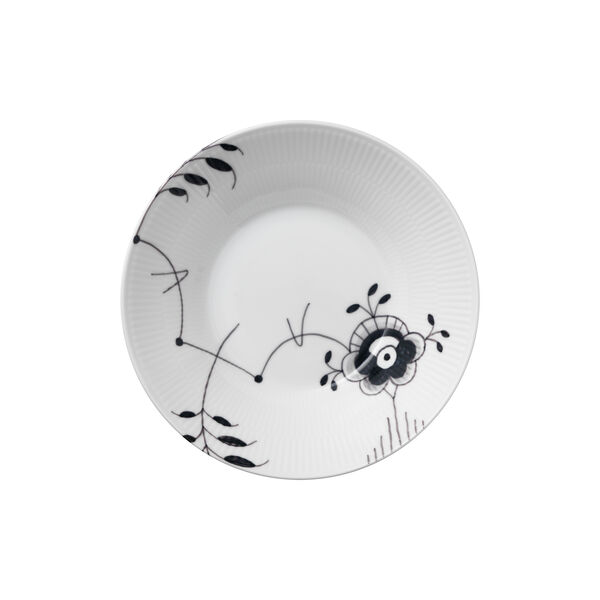 Mega Schwarz Gerippt tiefer Teller, 24 cm, Royal Copenhagen