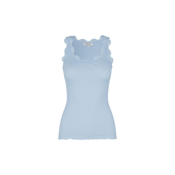 Silk Top w/ Lace , heather sky, Rosemunde