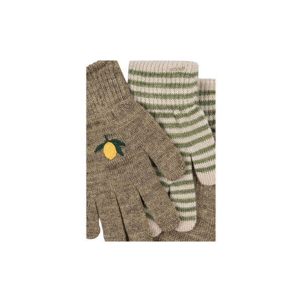 2er-Pack Filla-Handschuhe, lemon/stripe, Konges Sl&oslash;jd