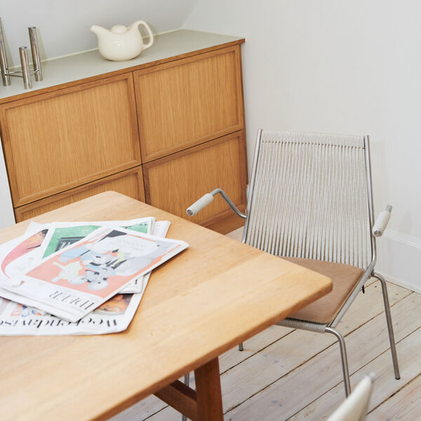 Noel Armrest Chair, steel/nature linen, Thorup Copenhagen