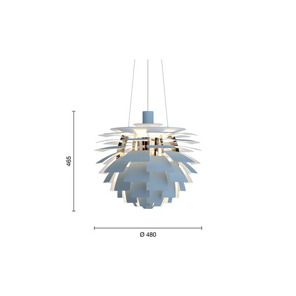 PH Artichoke, dusty blue/brass metallised, Louis Poulsen
