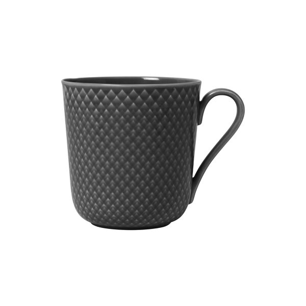 Rhombe Earth Mug with handle, slate, Lyngby Porcel&aelig;n