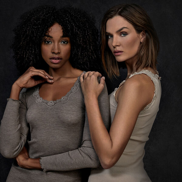 Silk Top w/ Lace , cacao, Rosemunde