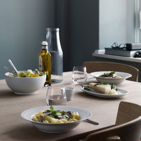 Weiß Gerippt Platte, 23 cm, Royal Copenhagen