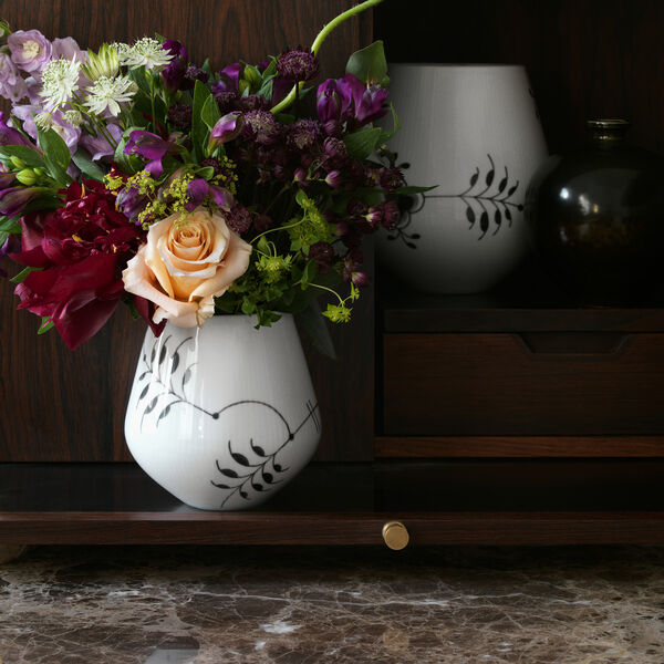 Schwarze Mega-geriffelte Vase 20,5 cm, Royal Copenhagen