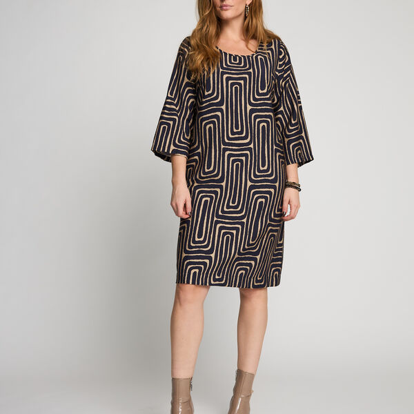 Dress  Vivid Print, navy/camel, Micha