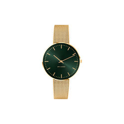 City Hall Evergreen Wrist Watch, green/gold/matt gold, Arne Jacobsen Watches