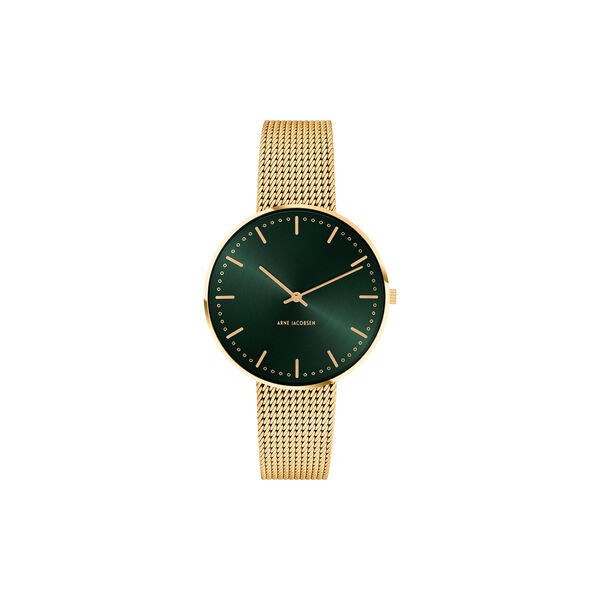 City Hall Evergreen Wrist Watch, green/gold/matt gold City Hall Evergreen Wrist Watch, green/gold/matt gold, Arne Jacobsen Watches
