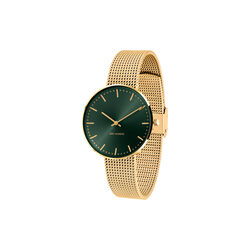 City Hall Evergreen Wrist Watch, green/gold/matt gold, Arne Jacobsen Watches