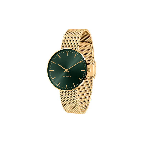 City Hall Evergreen Wrist Watch, green/gold/matt gold City Hall Evergreen Wrist Watch, green/gold/matt gold, Arne Jacobsen Watches