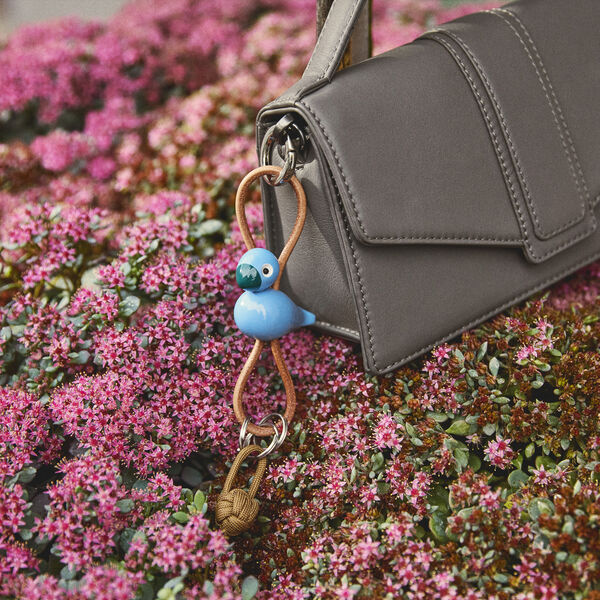 Vogel-Schl&uuml;sselanh&auml;nger mit Naturleder, blau, Kay Bojesen Denmark