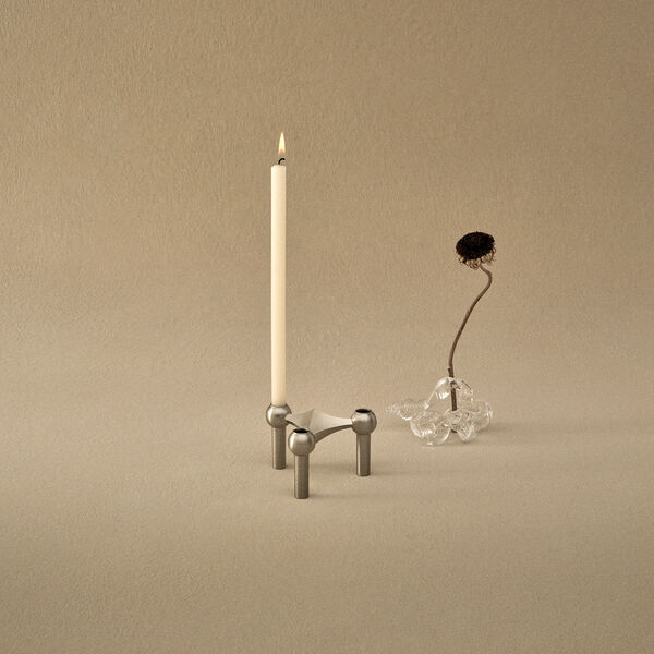 STOFF Nagel Candleholder, brushed chrome, STOFF Nagel