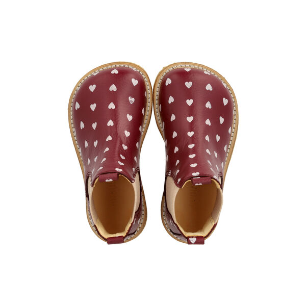 Klassischer Chelsea-Stiefel, Beerenherzen/rosa Gummizug, ANGULUS