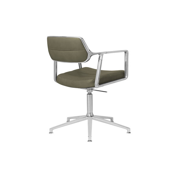 VIPP453 Swivel+-Stuhl mit Gleitern, Bosco-Gr&uuml;n/poliertes Aluminium, Vipp