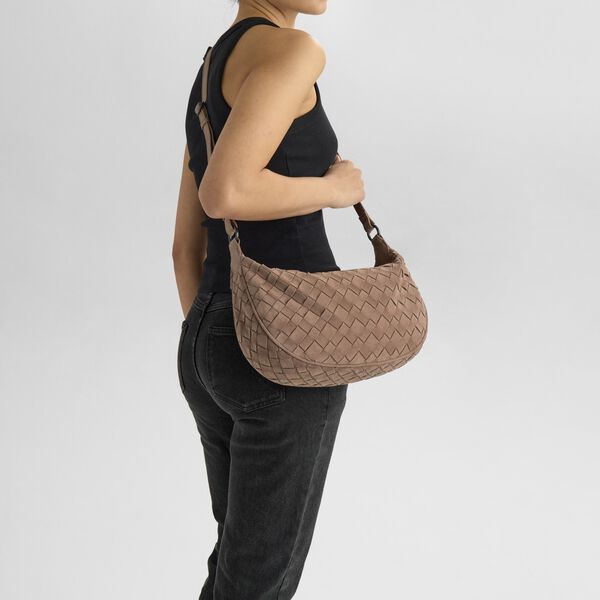 MuseMBG Tasche aus Wildledergeflecht, mocha mousse, Markberg