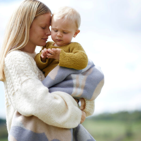 Vogel und Fisch Kinderplaid, grau/beige Vogel und Fisch Kinderplaid, grau/beige, Røros Tweed