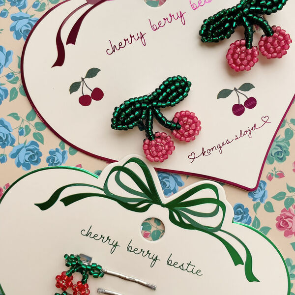 4er-Pack Haarnadeln mit Mini-Kirschen, cherry, Konges Sl&oslash;jd