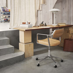 VIPP453 Swivel+ Stuhl mit Rollen, camel/poliertes Aluminium, Vipp