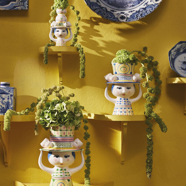 Dame mit Hut Vase, blau, Bj&oslash;rn Wiinblad