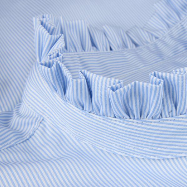 Darya Blouse Frill collar Flyfront Frill cuff, light blue stripe, Stenstr&ouml;ms