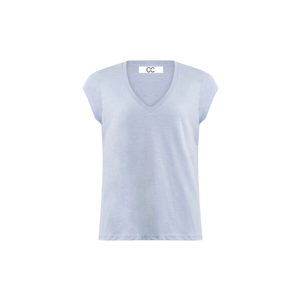 CC Heart Basic-T-Shirt mit V-Ausschnitt, powder blue, Coster Copenhagen