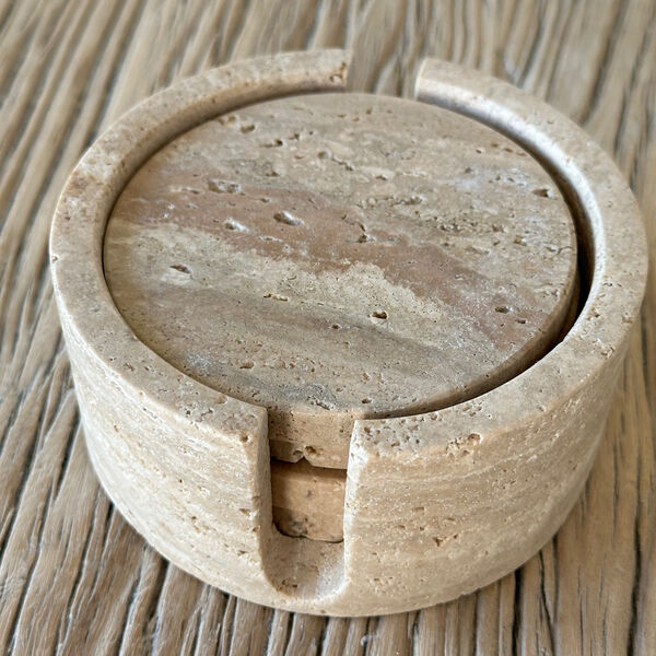 Coasters and holder 4 pcs, sand, HOEME Copenhagen