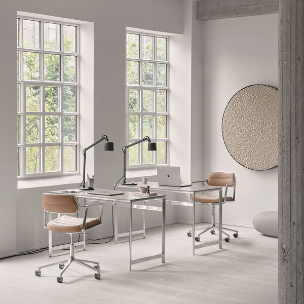 VIPP453 Swivel+ Stuhl mit Rollen, camel/poliertes Aluminium, Vipp