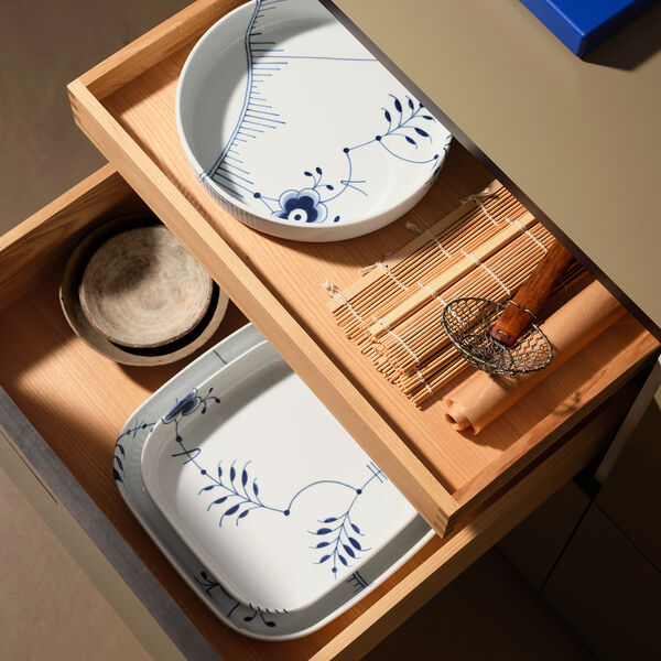 Ofenfeste Auflaufform Blau Mega Gerippt 30 x 30 cm, Royal Copenhagen