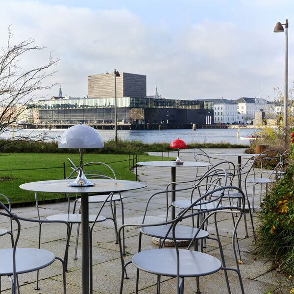 Panthella 250 Original Portable Table Lamp, opal red, Louis Poulsen