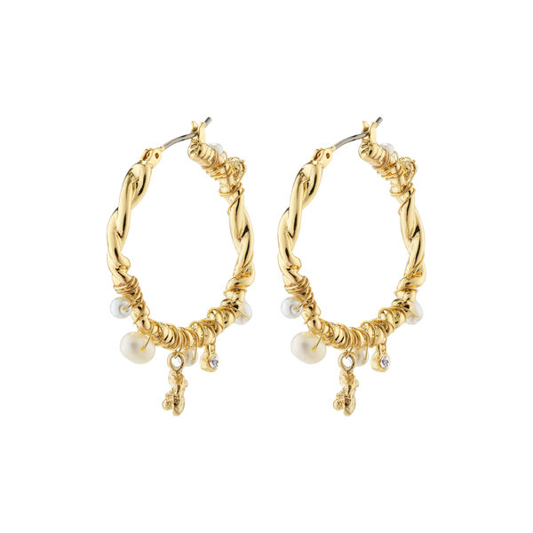 ANA Pearl & Crystal Hoops, gold, Pilgrim