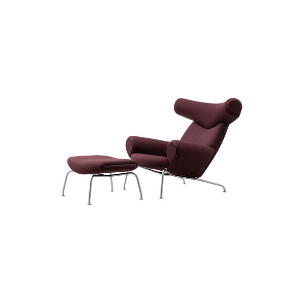 Wegner Ox Chair | Indian Red | Lounge Chair + Ottoman, Fredericia Furniture