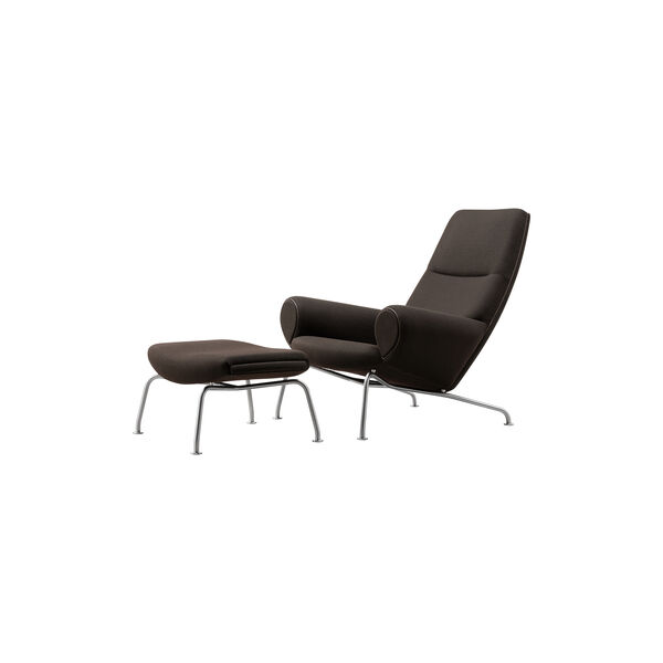 Wegner Queen Chair | Dark Brown | Lounge Chair + Ottoman, Fredericia Furniture