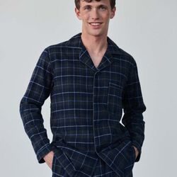 Bergen Pyjamas, navy/antrasit melange/blue/white/dark grey piping, Ambassador 1867