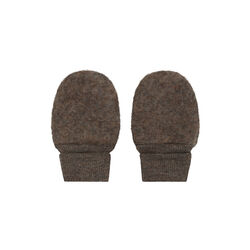 Mittens Wool Fleece , brown melange, HUTTEliHUT