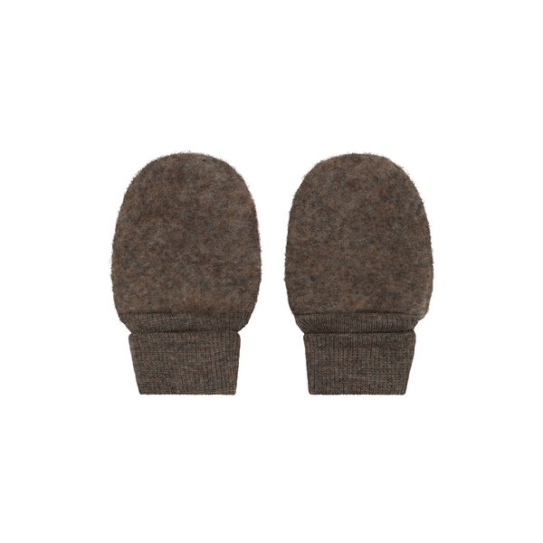 Mittens Wool Fleece , brown melange, HUTTEliHUT