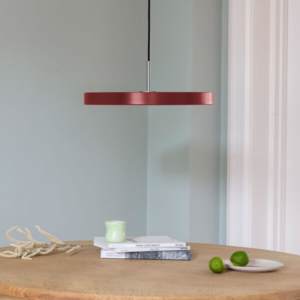 Asteria Plus Pendant, ruby red/steel, UMAGE