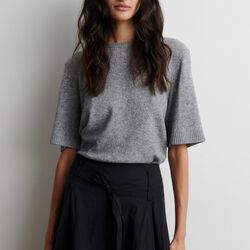 Amala Knit SS O-Neck, mid grey melange, Second Female
