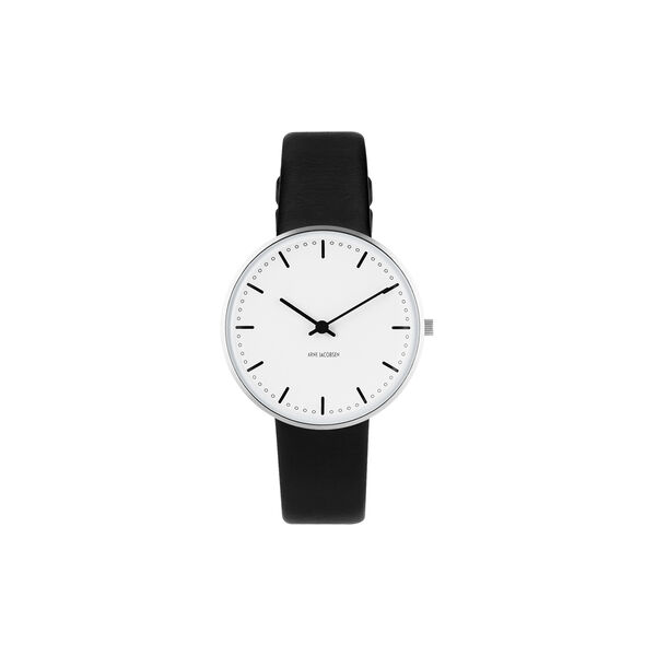 City Hall Wrist Watch, white/steel/black, Arne Jacobsen Watches