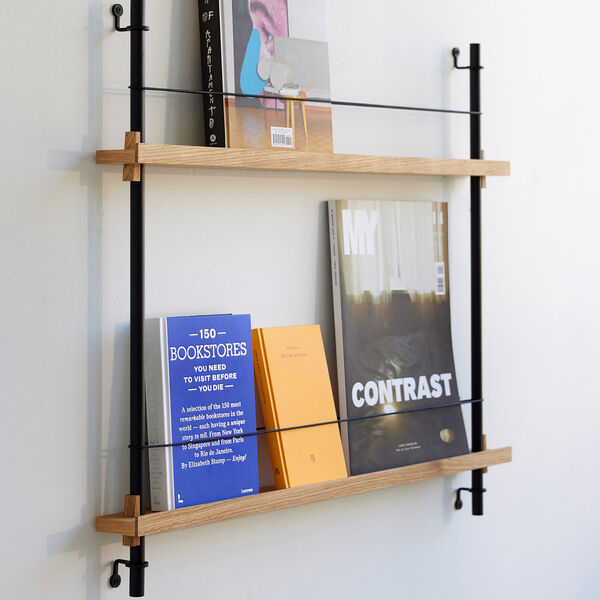 Magazine Shelving Small, oak/black, MOEBE